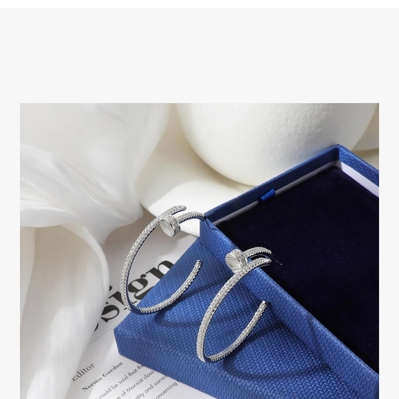 Silver Earrings Trendy Chunky Hoops - Picture 2 of 5